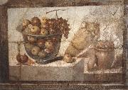 unknow artist Kristallschussel with fruits Wandschmuch out of the villa di Boscoreale oil on canvas